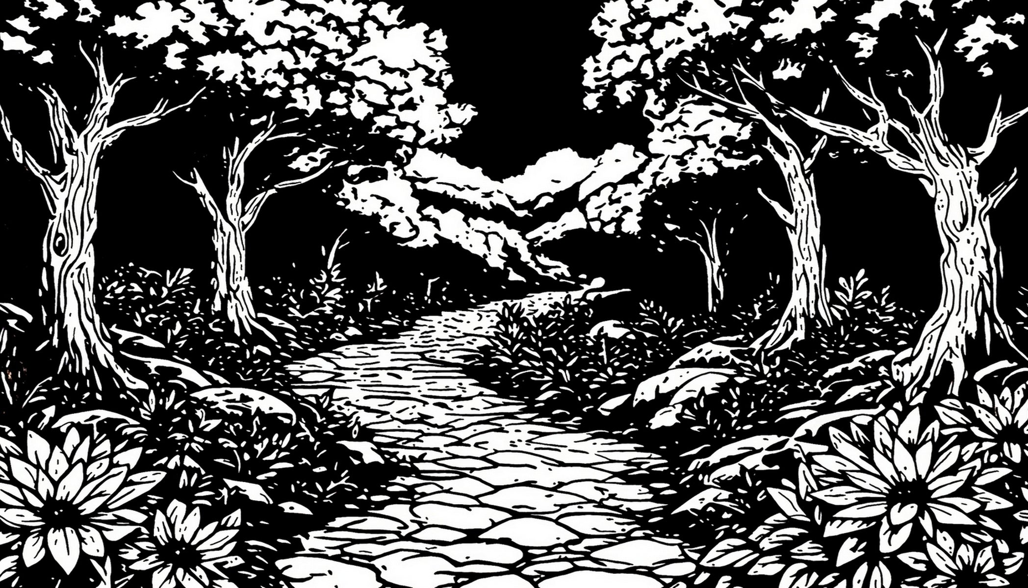 Secluded Pathway Original Ink Illustration